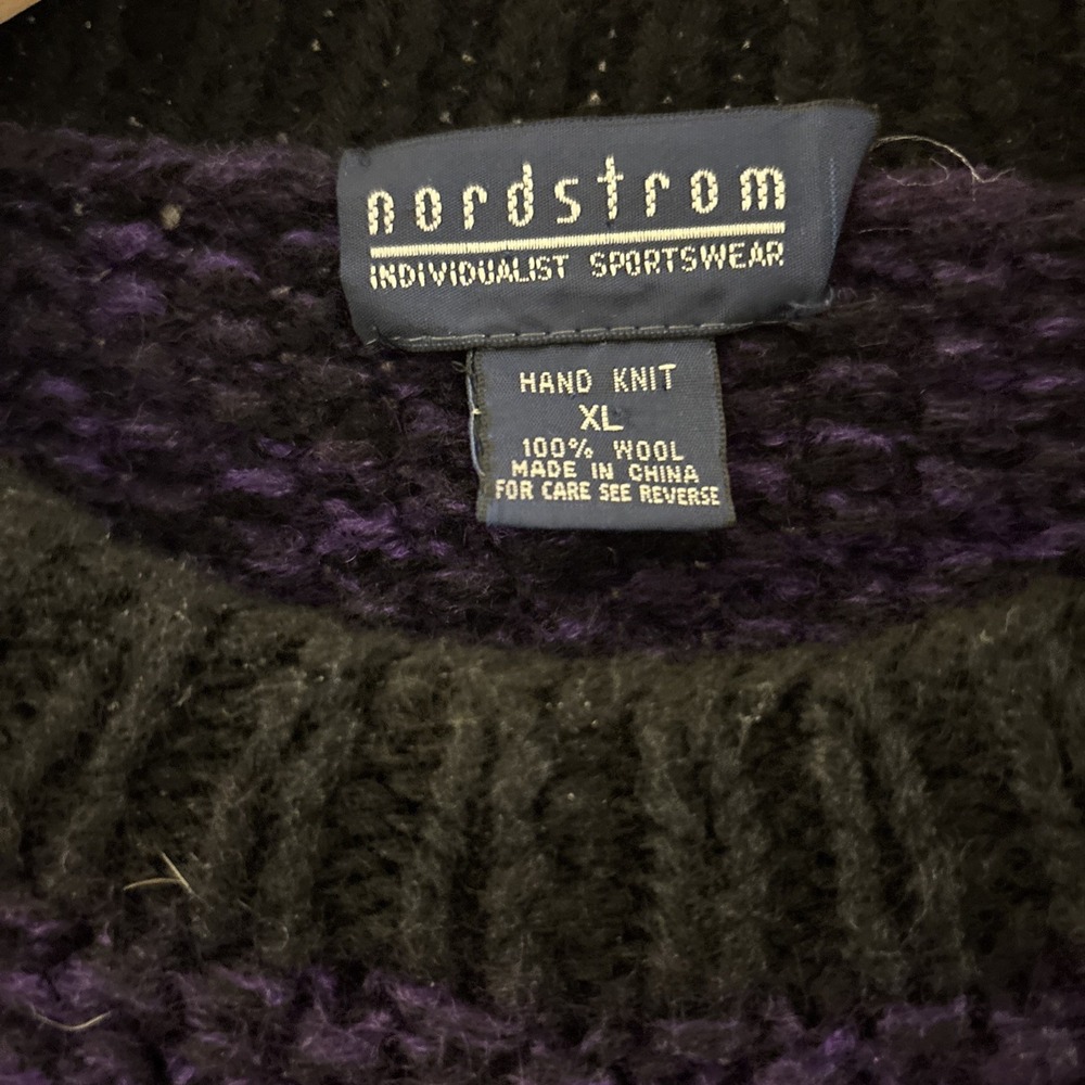 Vtg Nordstrom 100% Wool Hand Knit Sweater Womens L Chunky New Wave Ski 80s SW - Picture 10 of 11